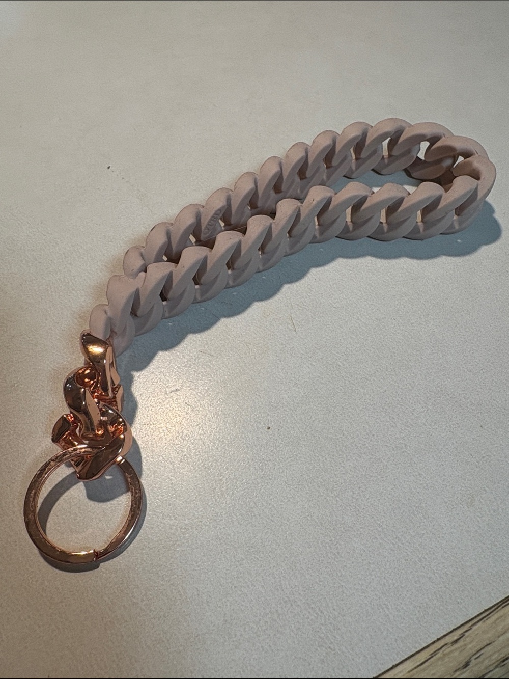 Silicone Link Wrist Keychain with Rose Gold Hardware - Pink